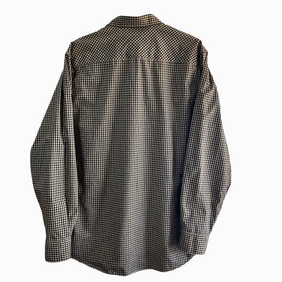 Bugatchi Shaped Fit Cotton Black & Tan Checked Button Down Shirt Size Large - Picture 2 of 10